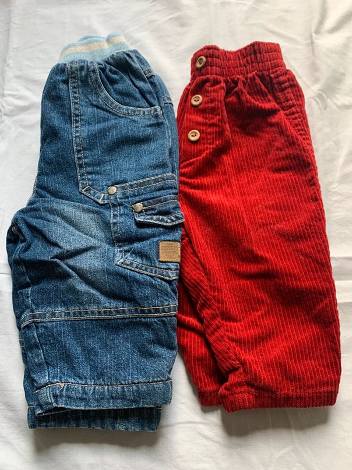 lot 2 pantalons chauds 6 mois