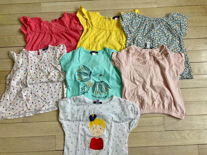 Lot de 14 t-shirts manches courtes fille 👧🏻 taille 4 ans