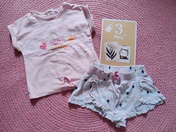 Ensemble deux pièces t-shirt et short bébé fille 3 mois
