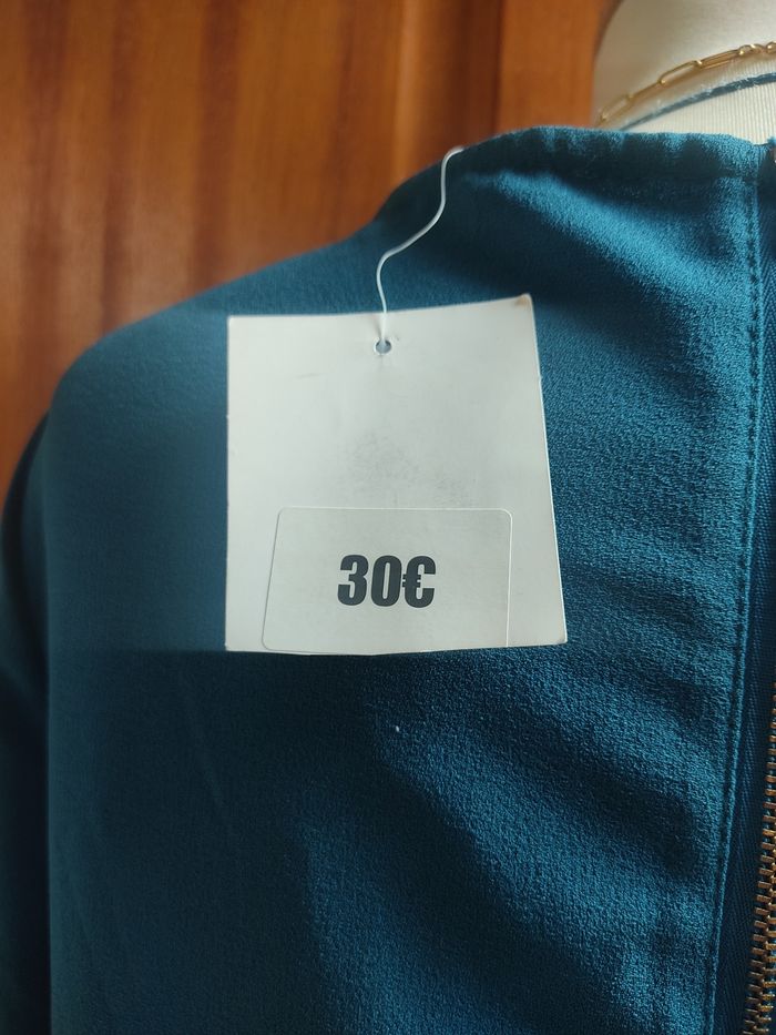 Robe mi-longue 42 XL bleu canard fermeture doré Neuve avec étiquette - photo numéro 7