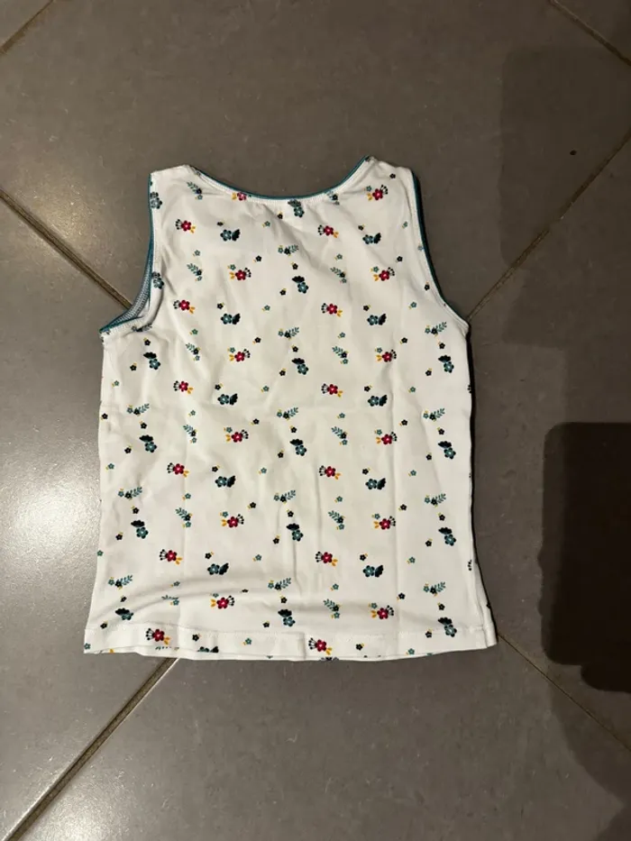 Débardeur / T shirt sans manches / Maillot de corps - Okaidi - Fleurs - Blanc - 6 ans - photo numéro 3