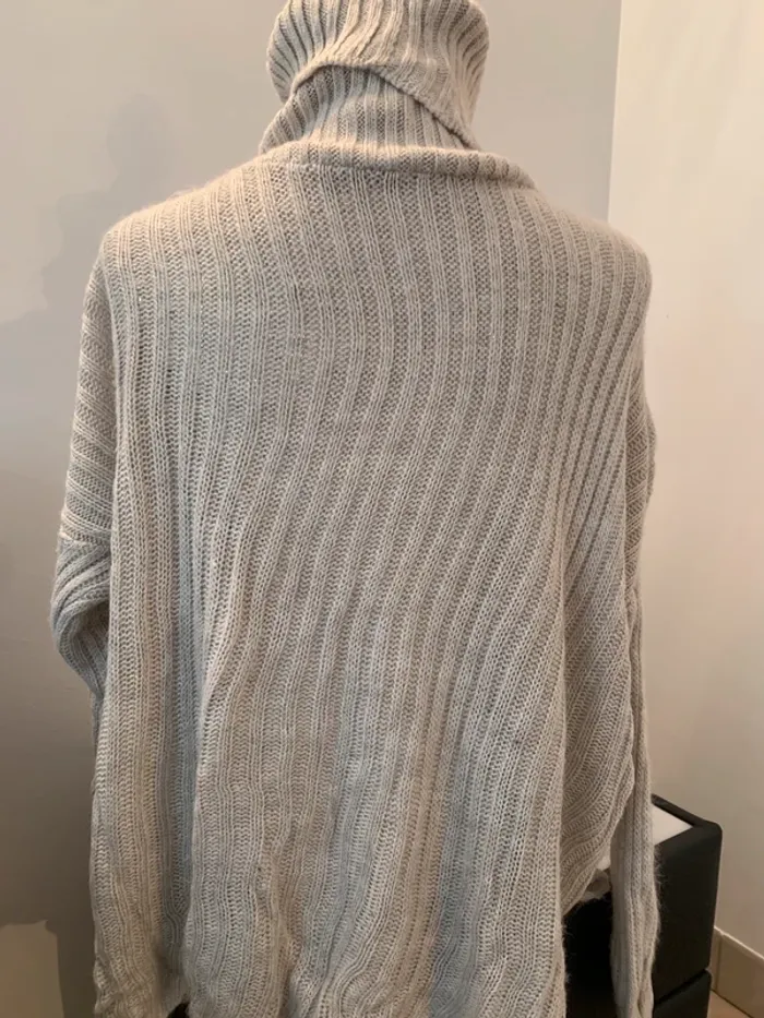 Pull à maille col roulé beige taille M - photo numéro 4