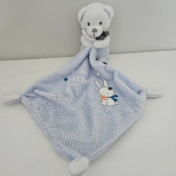 Doudou mots d'enfants ourson bleu 