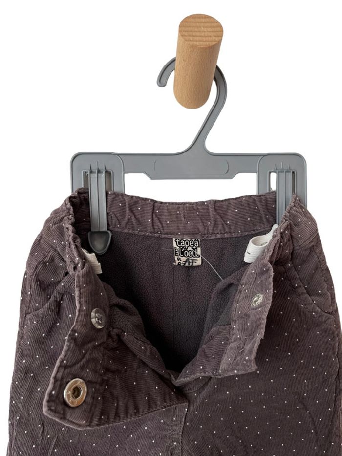 Pantalon chaud en velours côtelé doublé polaire, couleur taupe - Tape à l'oeil 6 mois (67cm) - photo numéro 2