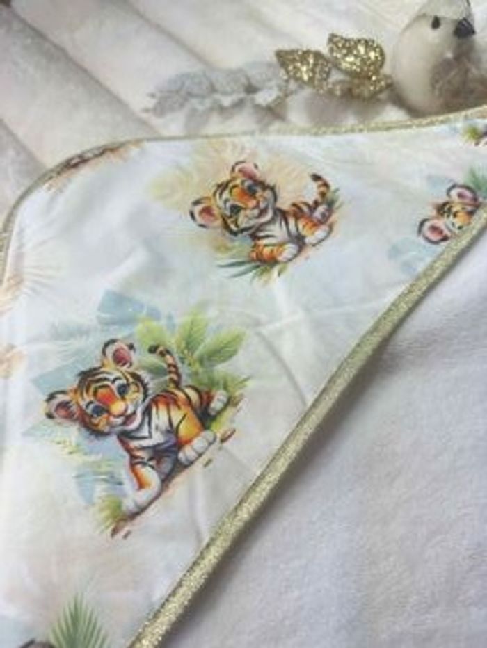 Cape de bain capuche tigre savane bambou - photo numéro 3