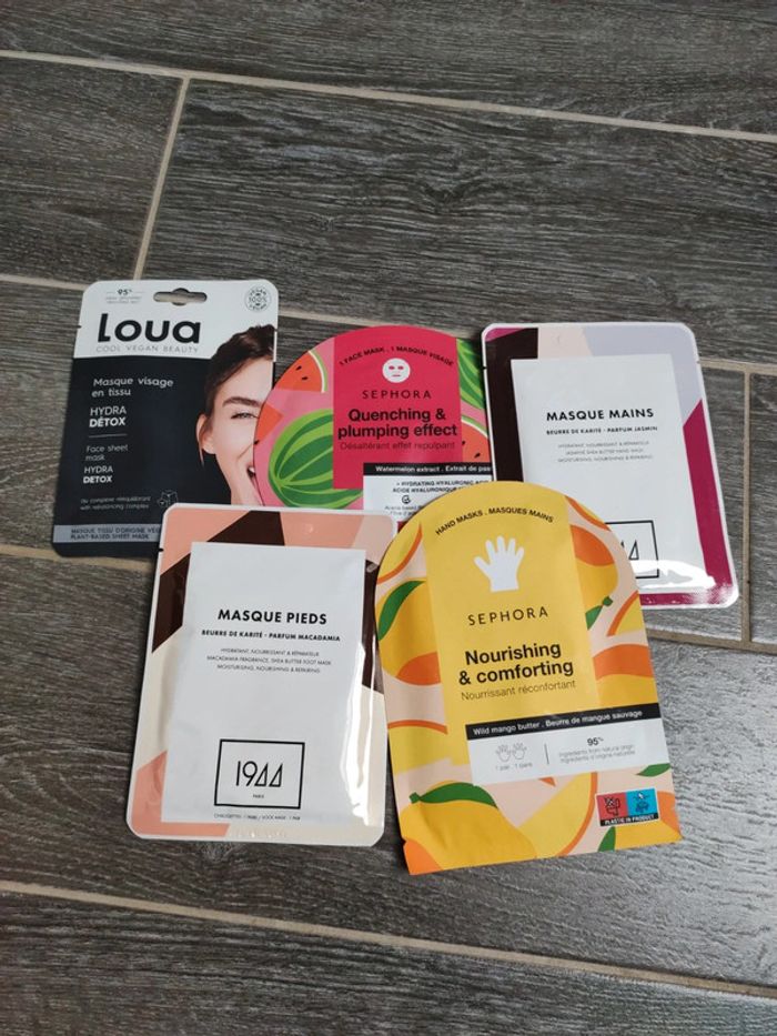 Lot masques visage pieds mains