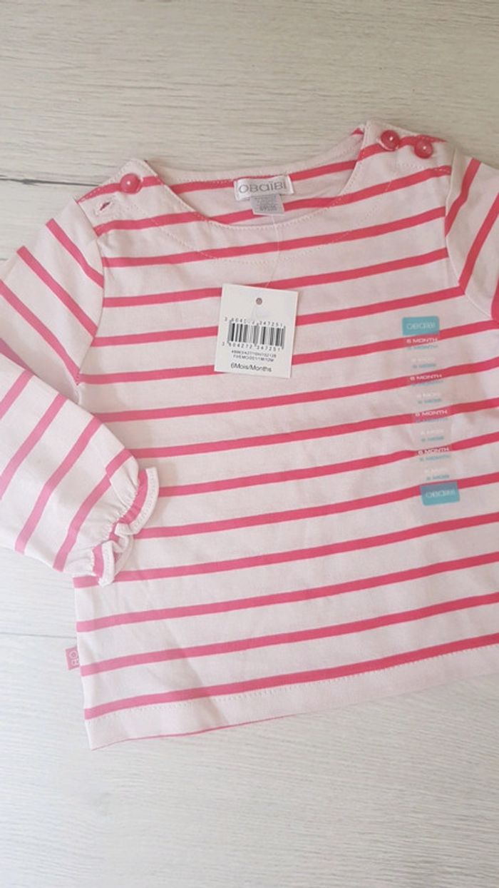 Lot de 2 teeshirts manches longues fille 6mois neufs - photo numéro 4