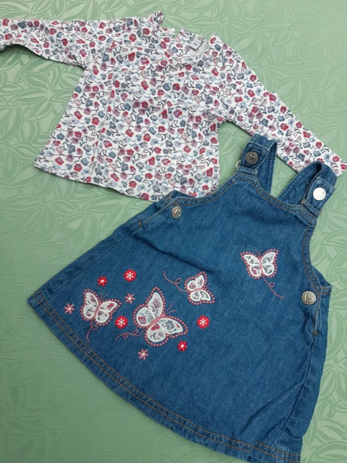 Lot robe et t-shirt manches longues fille taille 6 mois
