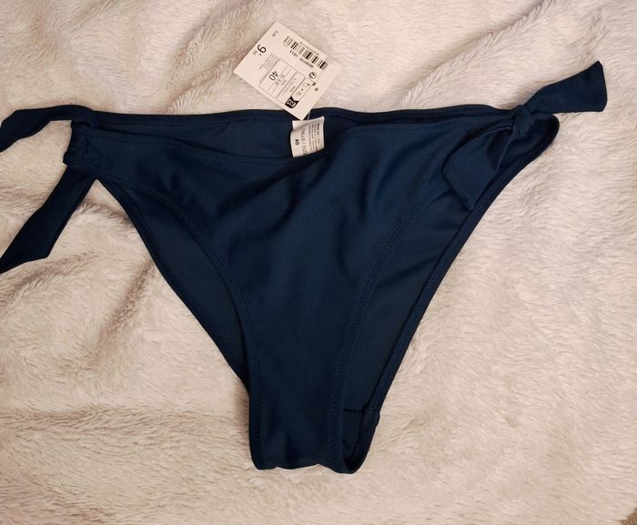Culotte maillot de bain bleu canard à nœud