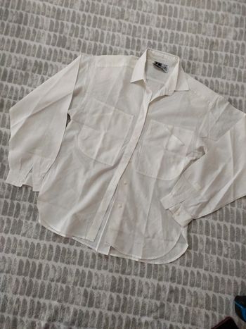 Chemise blouse chemisier motif point crème épaulettes rétro vintage pin-up sportscraft taille 40