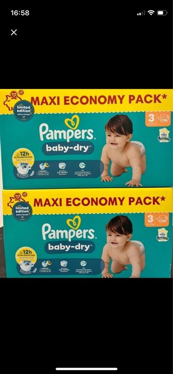 Pampers BabyDry Taille 3 x 272 couches 