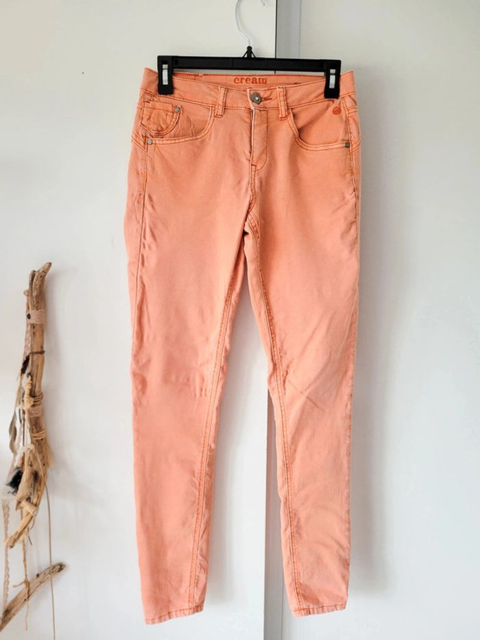 Jeans Orange Abricot Femme Cream – Taille 36 – Très Bon État