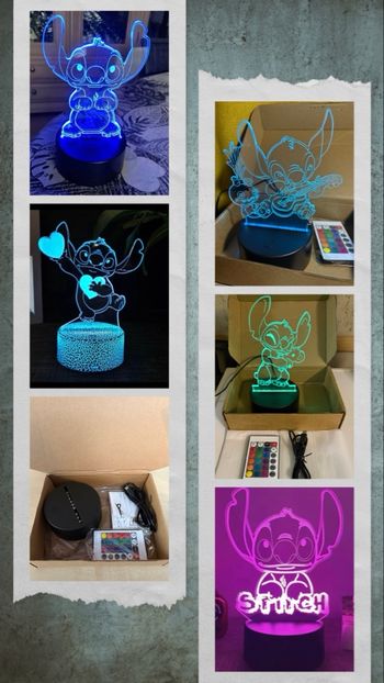 Veilleuse 3D Stitch change en 16 couleurs avec télécommande ou interrupteur tactile avec boite plusieurs dessins NEUVE