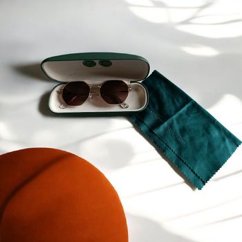 Lunettes de soleil de vue monture dorée + étui