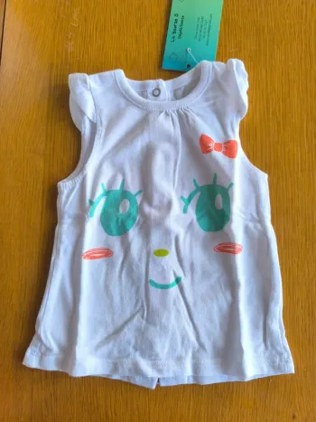 318999 débardeur blanc fille 3 mois vertbaudet