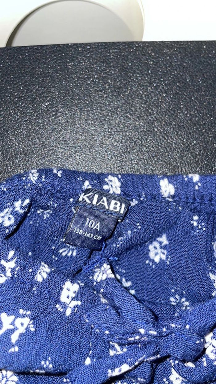 Blouse bleue marne à fleurs - photo numéro 2