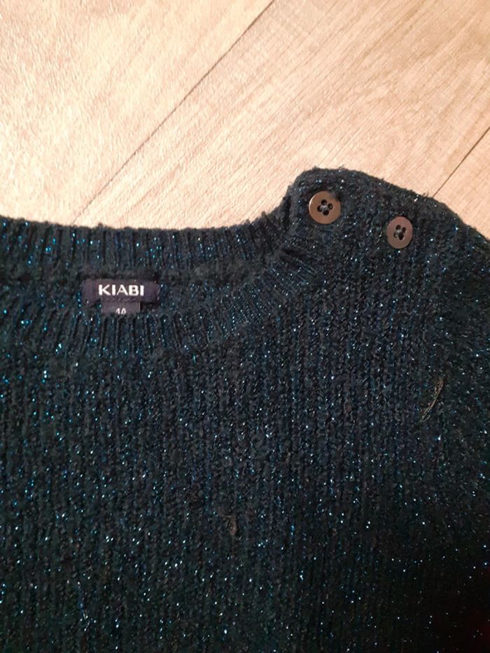 Pull fille bleu marine fils métalliques brillant 4 ans - photo numéro 5