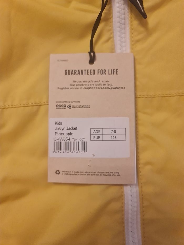 Imperméable coupe-vent Craghoppers neuf jaune taille 7-8ans - photo numéro 8