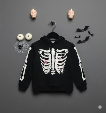 Sweat à capuche halloween phosphorescent 8 ans