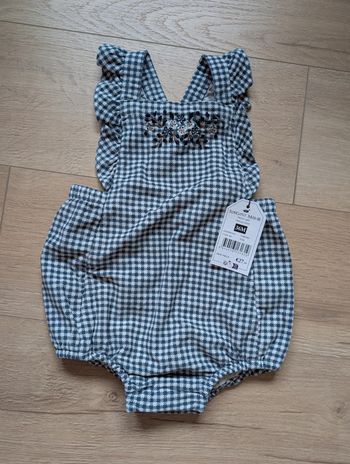 Barboteuse sergent major 36 mois neuve carreaux bleue