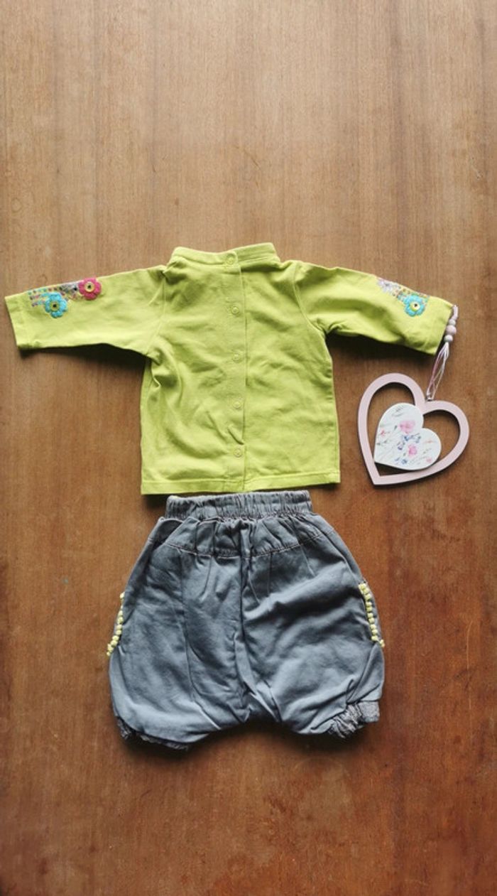 🌼 Ensemble mi-saison fille Orchestra 1 mois 53cm fille bohème broderie pompons - photo numéro 6