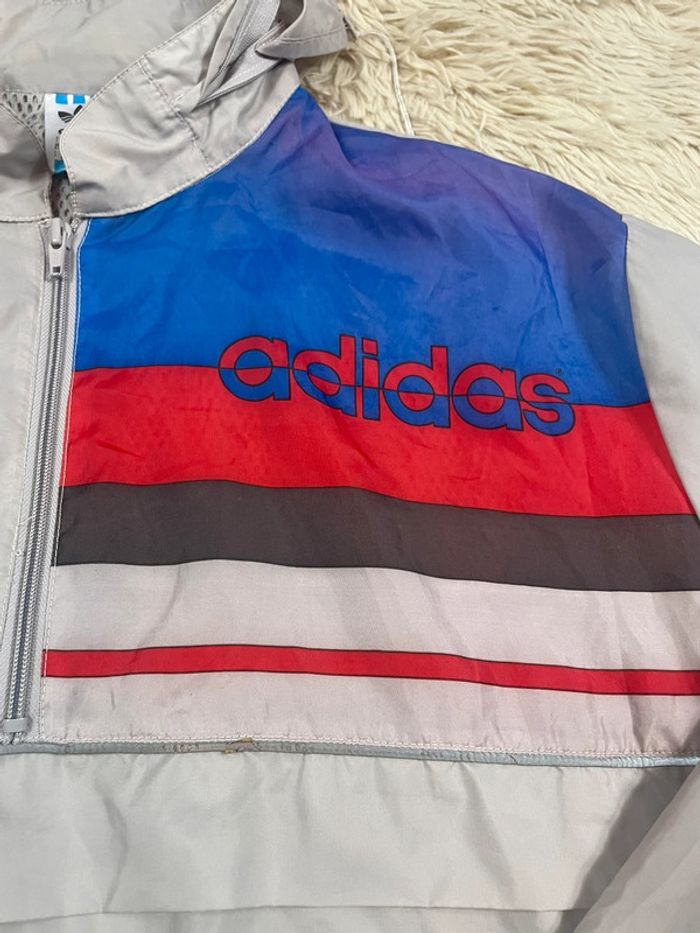 Coupe-vent Adidas vintage à capuche - Gris Taille M année 80´ 90’ y2k - photo numéro 3