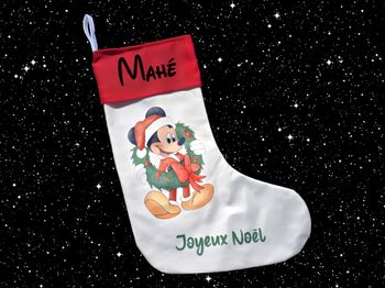Grande chaussette de Noël personnalisée mickey