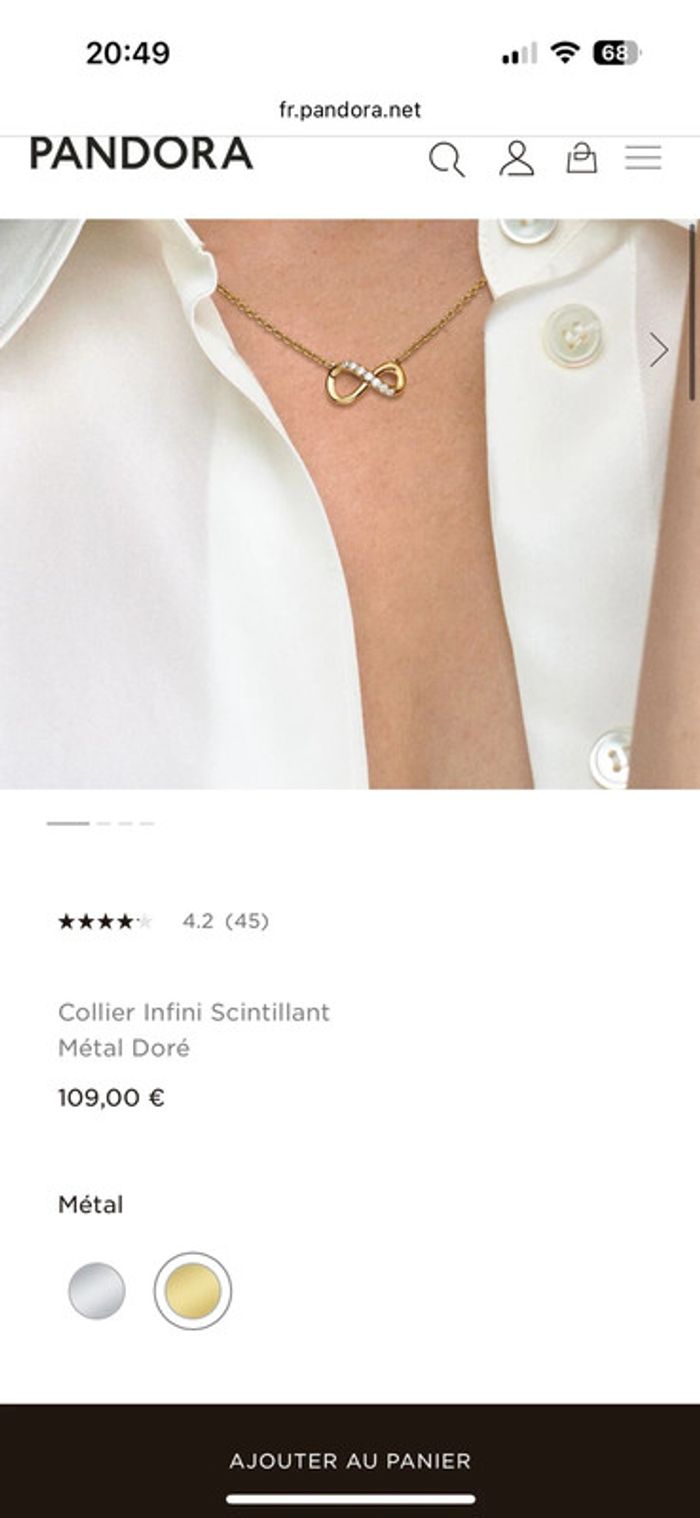 Collier infini scintillant métal doré - photo numéro 5