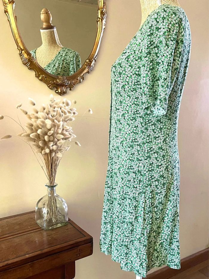 Robe Fleurie Verte - Monki - Taille XS - photo numéro 7