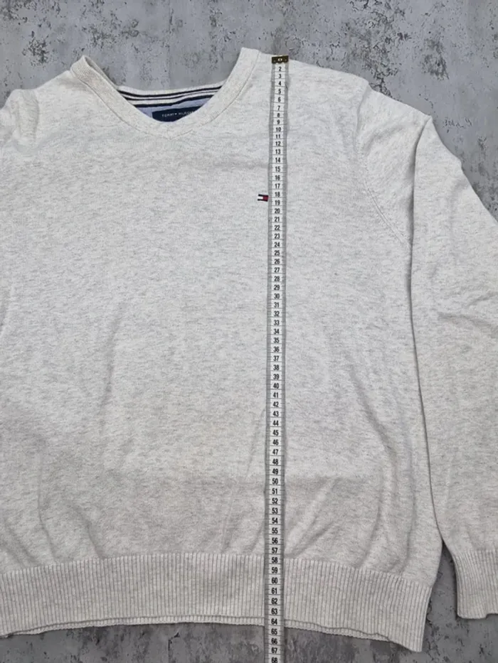 Pull col V Tommy Hilfiger gris clair, L Hommes - photo numéro 5