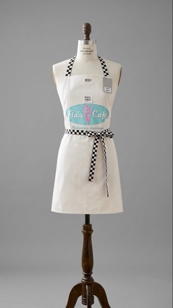 Disney Store Disney Parks - Tablier Flo's V8 Café - Taille Unique - Blanc/Bleu - Neuf