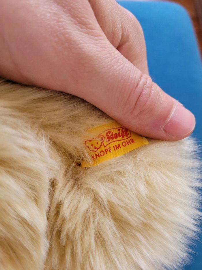 Énorme ours peluche Steiff miel crème clair grand 54cm noeud rouge collection traditionnel - photo numéro 3