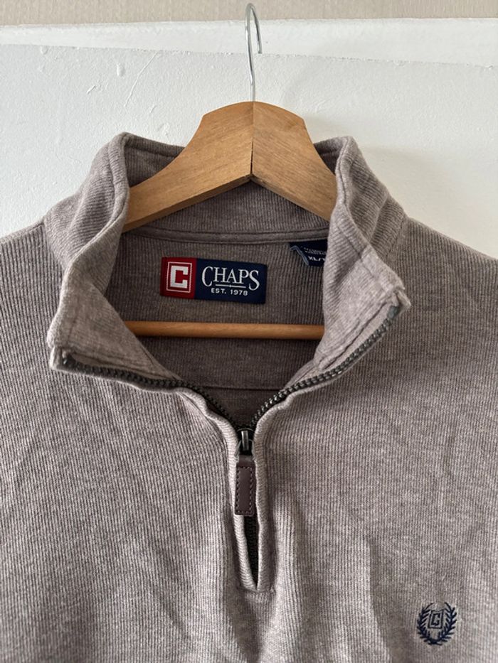 Pull zippé col montant Chaps beige – Taille XL – Bon état - photo numéro 2