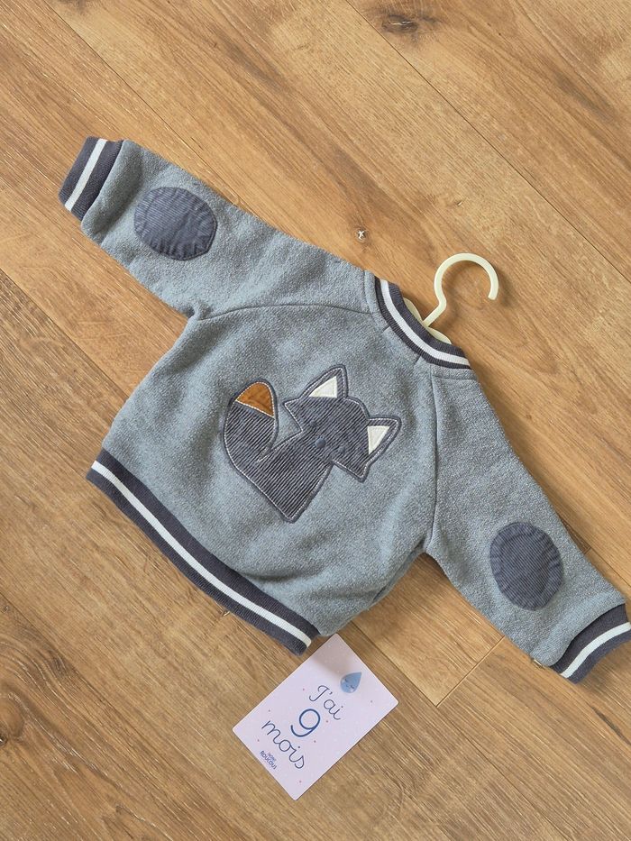 Gilet Obaibi 9 mois 71 cm gris motif renard - photo numéro 2