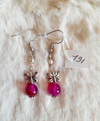 Boucles d'oreilles papillon fuschia