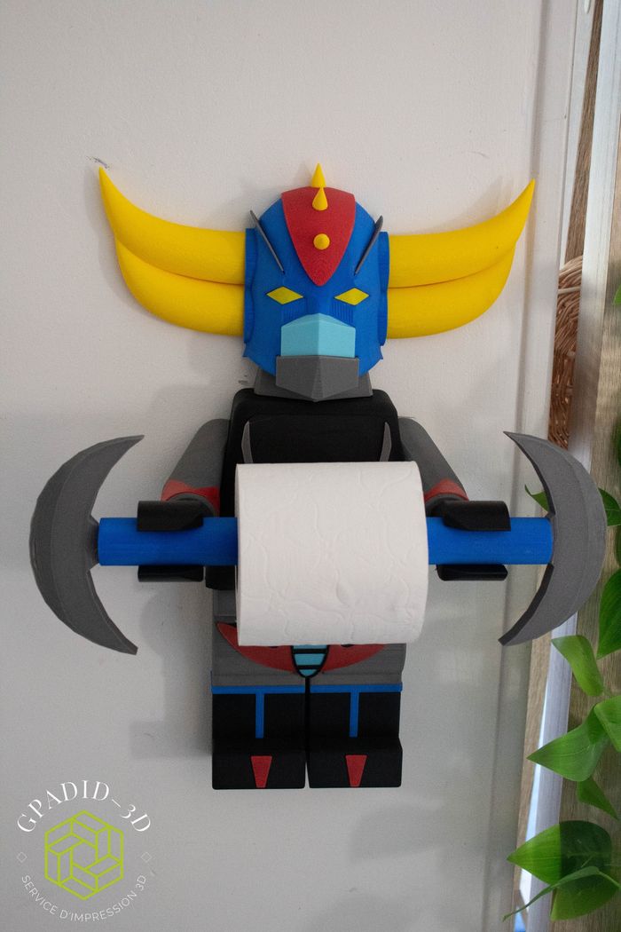 Dévidoir de papier toilette ou simple décoration murale dans un style lego goldorak - photo numéro 3