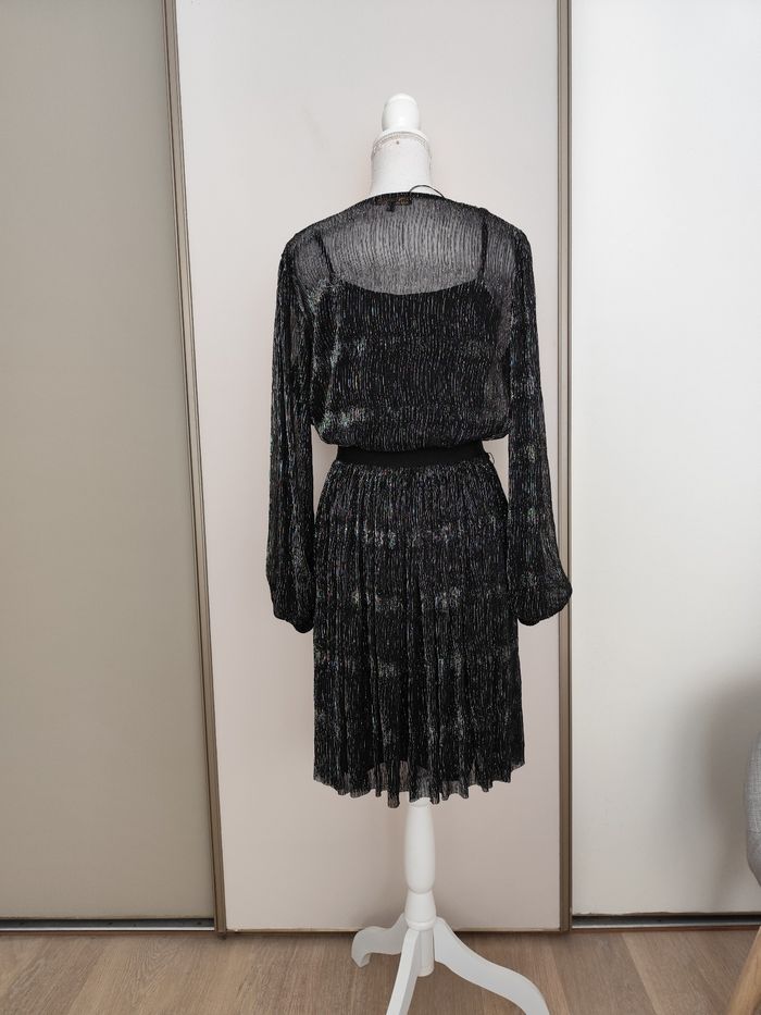 Robe de soirée Maje taille 36 noire métallisée argent - photo numéro 8
