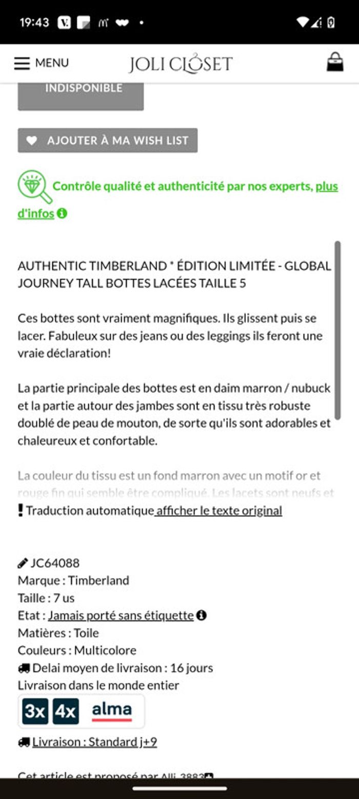 Bottes hautes Timberland TBE 39 - photo numéro 13