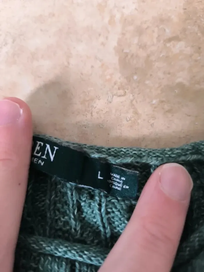 Pull Ralph Lauren vert d'eau femme torsadé excellent état taille L - photo numéro 3