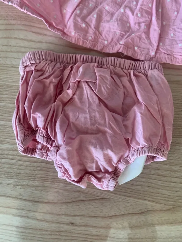Très joli ensemble robe + culotte bouffante sergent major rose à pois - photo numéro 4