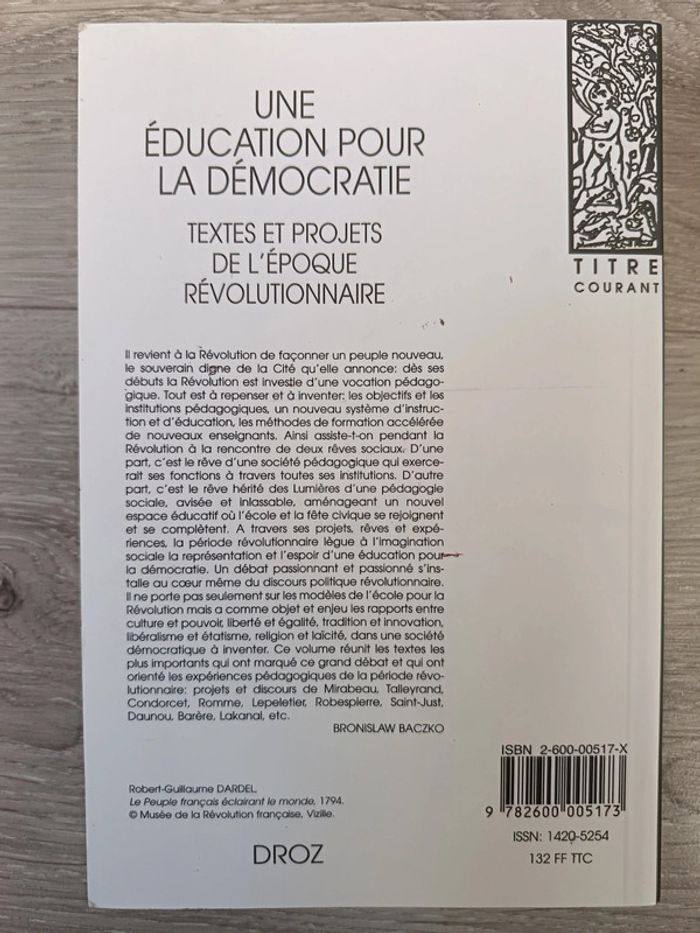 Une éducation pour la democratie Textes et projets de l'époque révolutionnaire Bronislaw Baczko - photo numéro 2