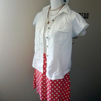 Jupe courte légère fluide à motifs corail et blanche taille élastique Lulu Castagnette