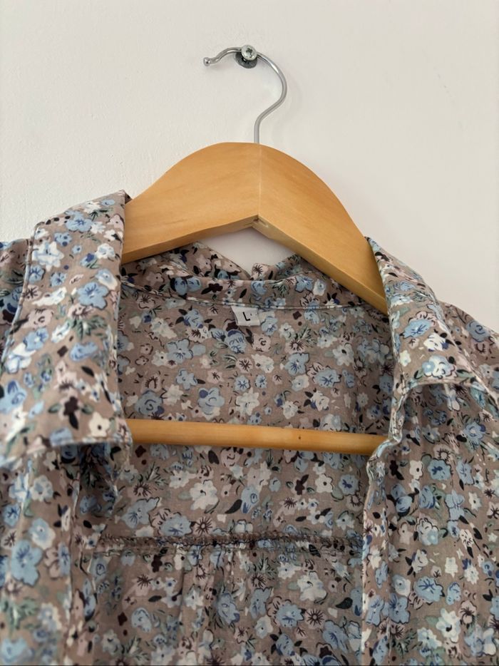 Chemisier fleuris bleu gris - photo numéro 3