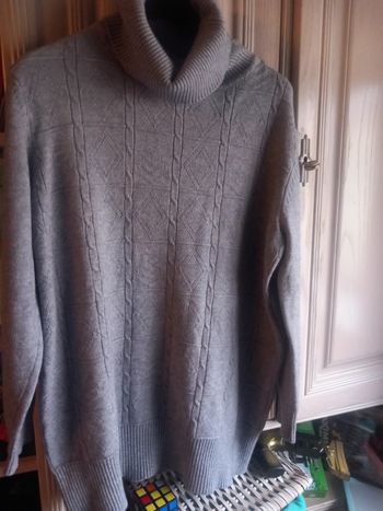 Pull col roulé gris 
