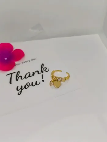 Bague breloque dorée cœur strass et zircons