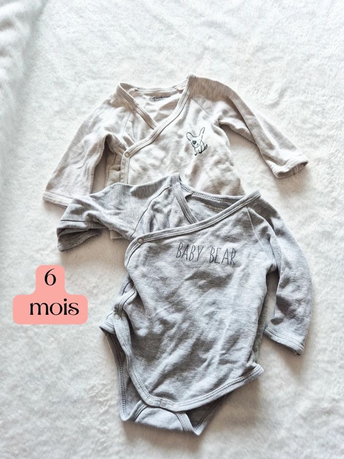 Lot 2 bodies 6 mois vertbaudet