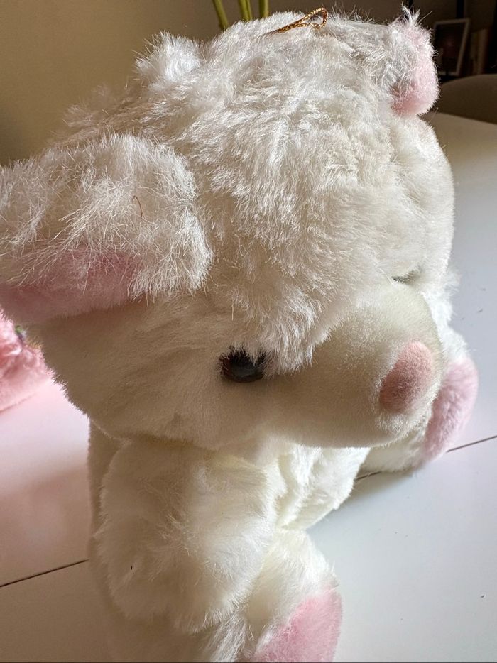 Peluche ours blanc et rose toute douce - photo numéro 4
