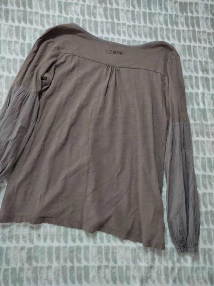 Haut tee-shirt manches longues marron i.code IKKS taille 40 L - photo numéro 6