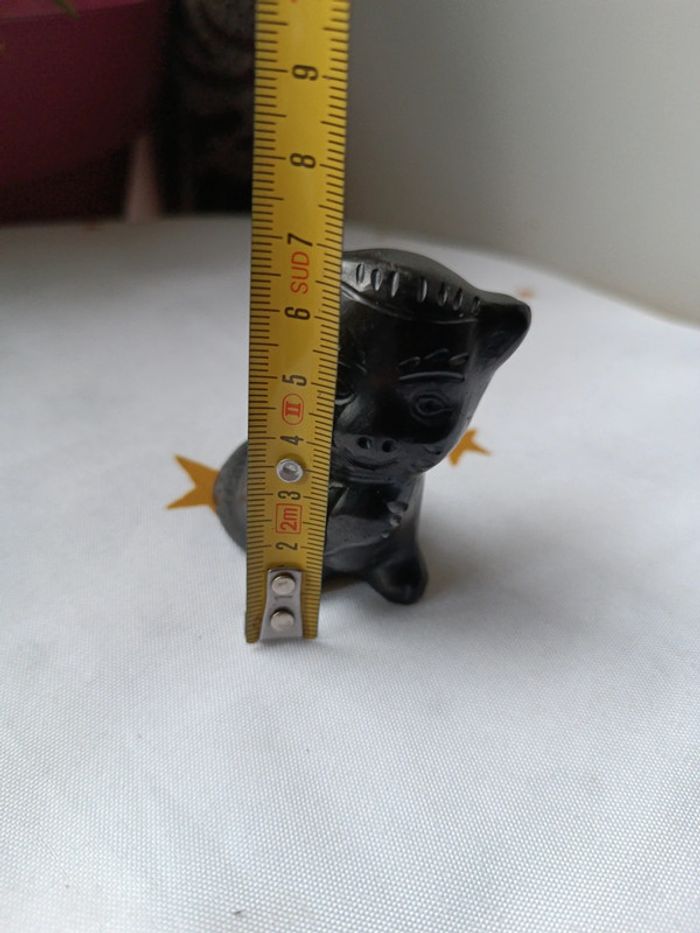 Chat cat kitten kitties Kitty noir black pierre noir volcanique obsidienne terre cuite sculpture - photo numéro 11