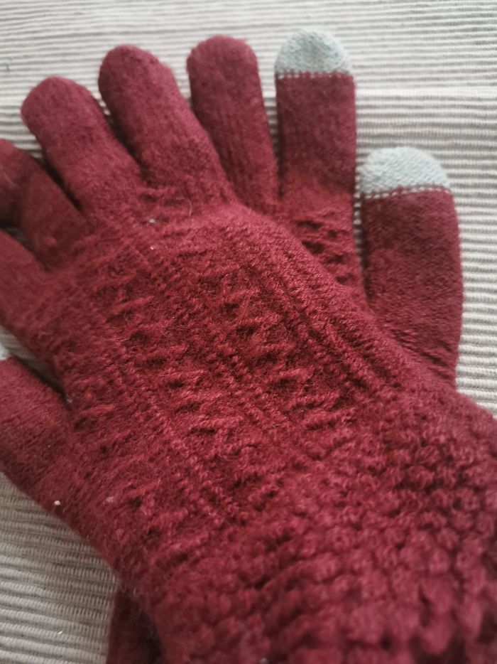 Gants torsadé bordeaux - photo numéro 2